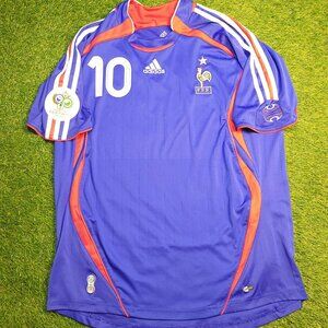 Zidane France 2006 WORLD CUP Home Soccer Jersey Shirt L SKU# 740126 AZB001